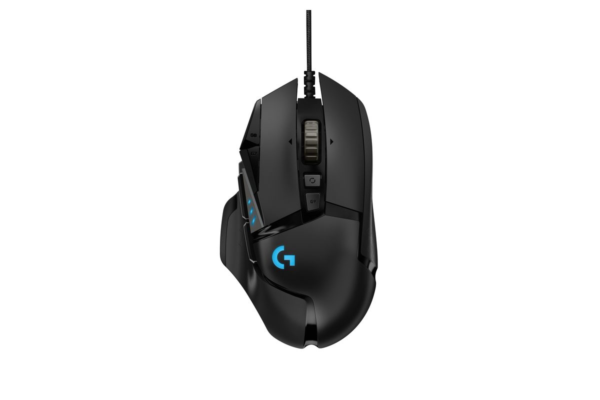 Ratón Logitech G502 Hero visto desde arriba, foto oficial de prensa de Logitech